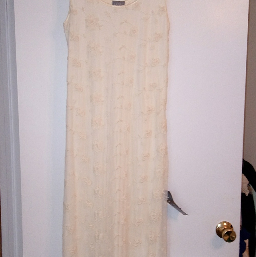 Vintage Eggshell Rabbit Rabbit Lace Dress Sz 10